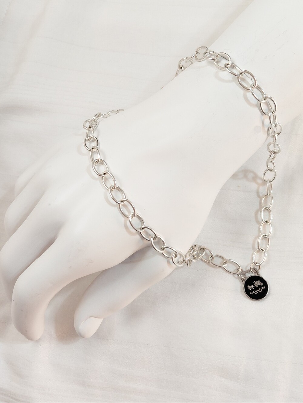 Coach Silver Black Charm Necklace - Picture 3 of 5